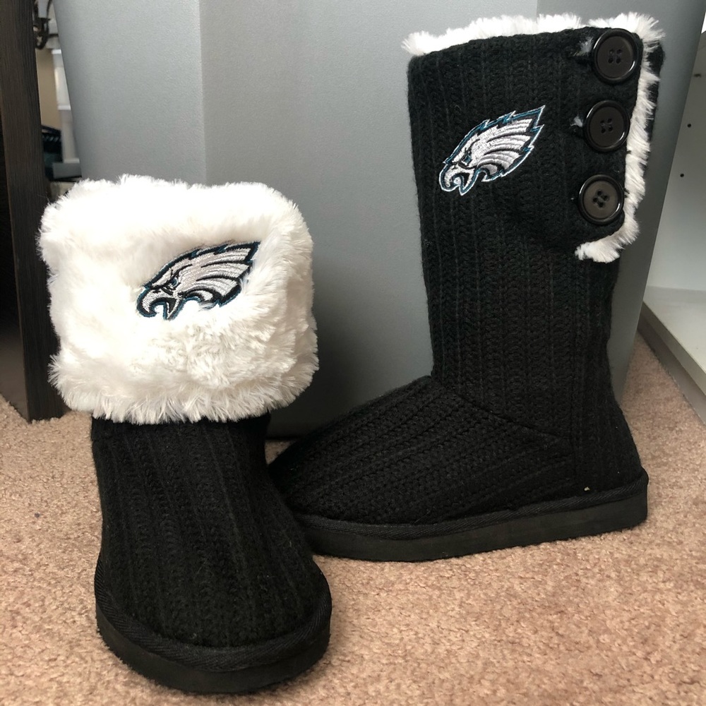 Philadelphia Eagles Knit Black Button Boots